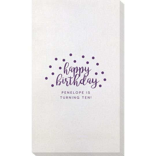 Confetti Dots Happy Birthday Bamboo Luxe Guest Towels